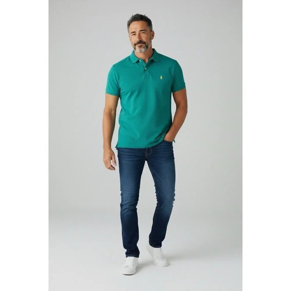 Polo Ralph Lauren Shirt Mens L Teal Green 100% Cotton Short Sleeve